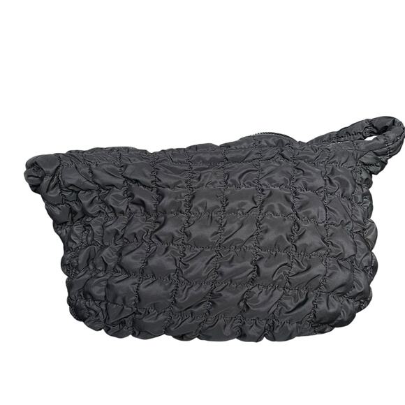 Black Quilted Puffer Shoulder Crossbody Hobo Bag - Picture 6 of 11